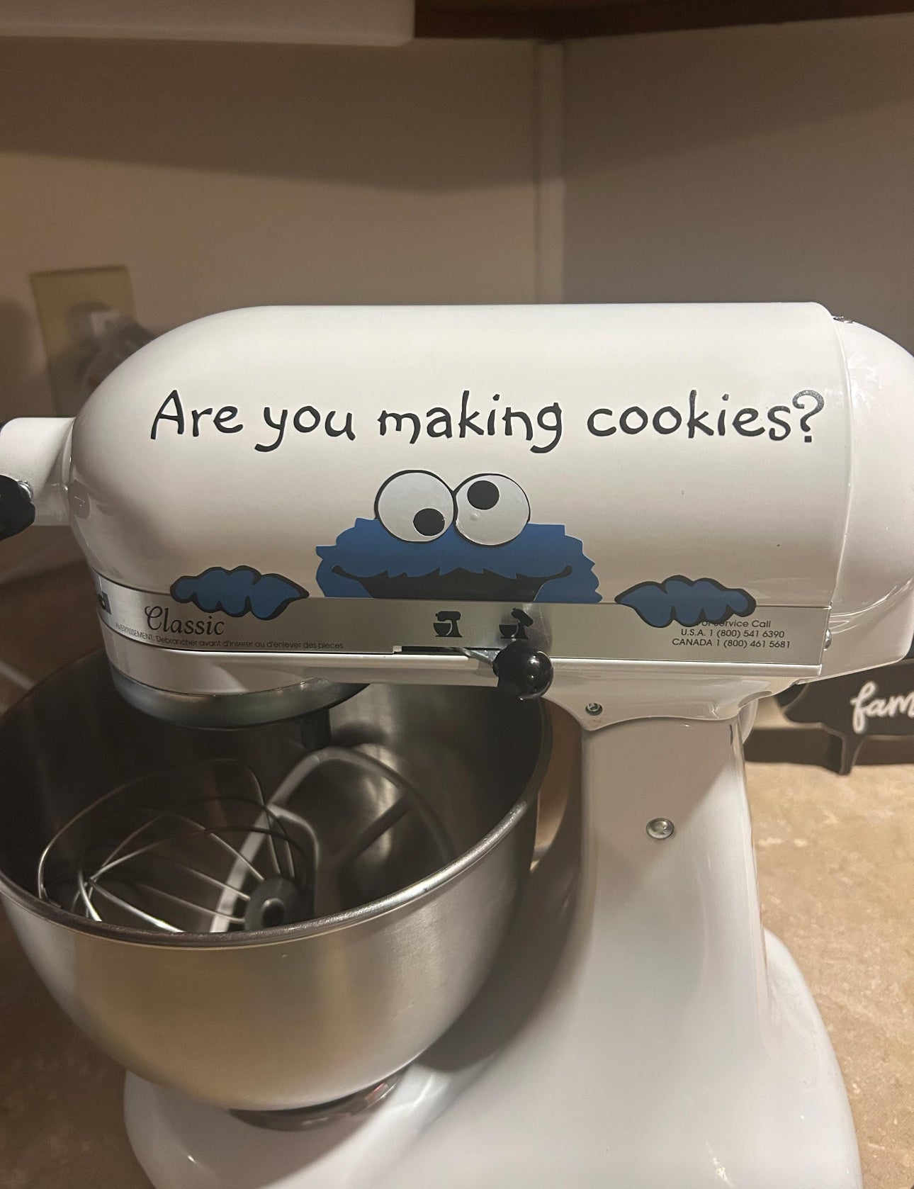 Are You Making Cookies? Monster Peeker Sticker For Kitchen Aid Decal Perminate Removable Vinyl, Easy Assemble & Clean.