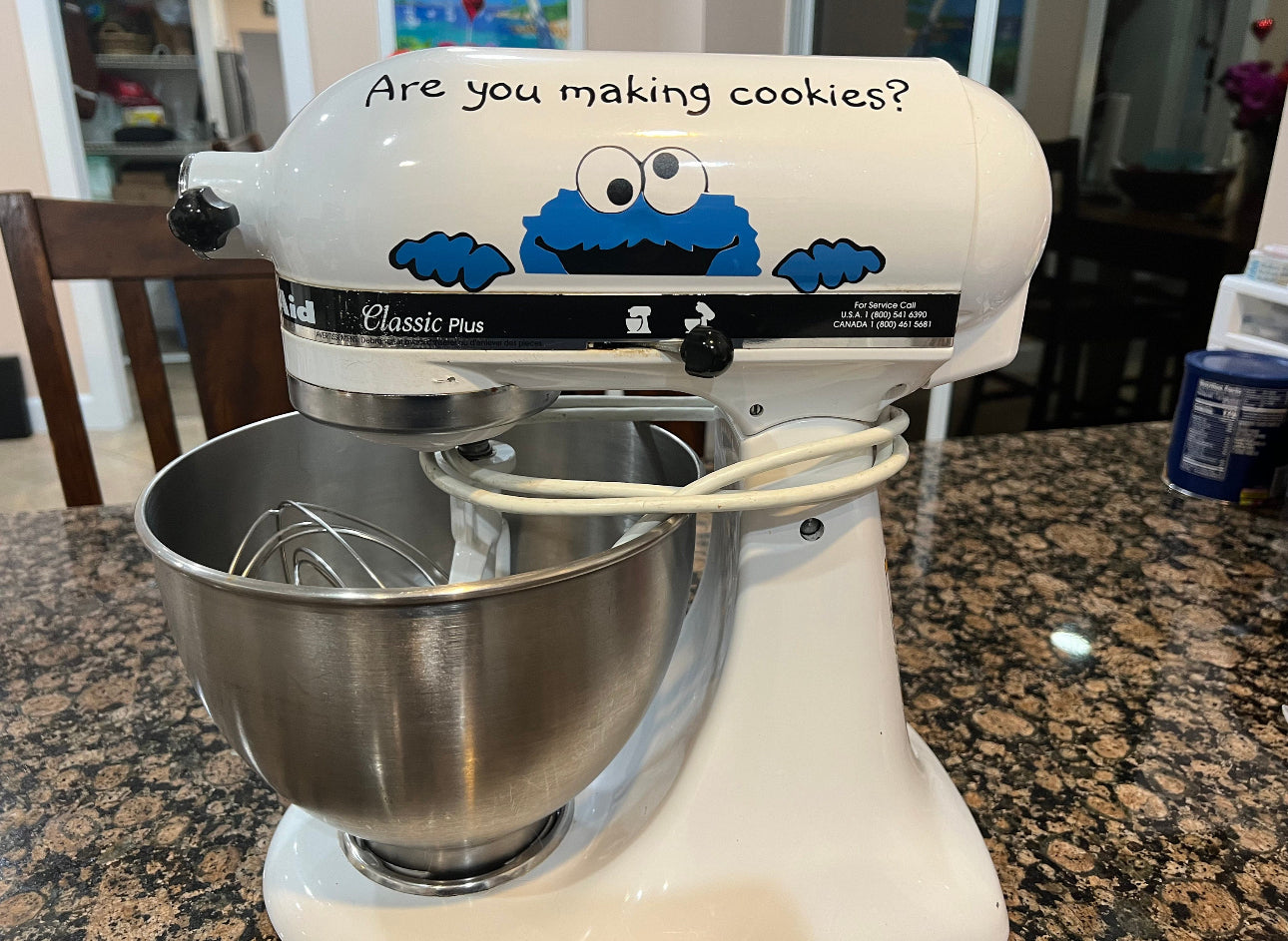 Are You Making Cookies? Monster Peeker Sticker For Kitchen Aid Decal Perminate Removable Vinyl, Easy Assemble & Clean.