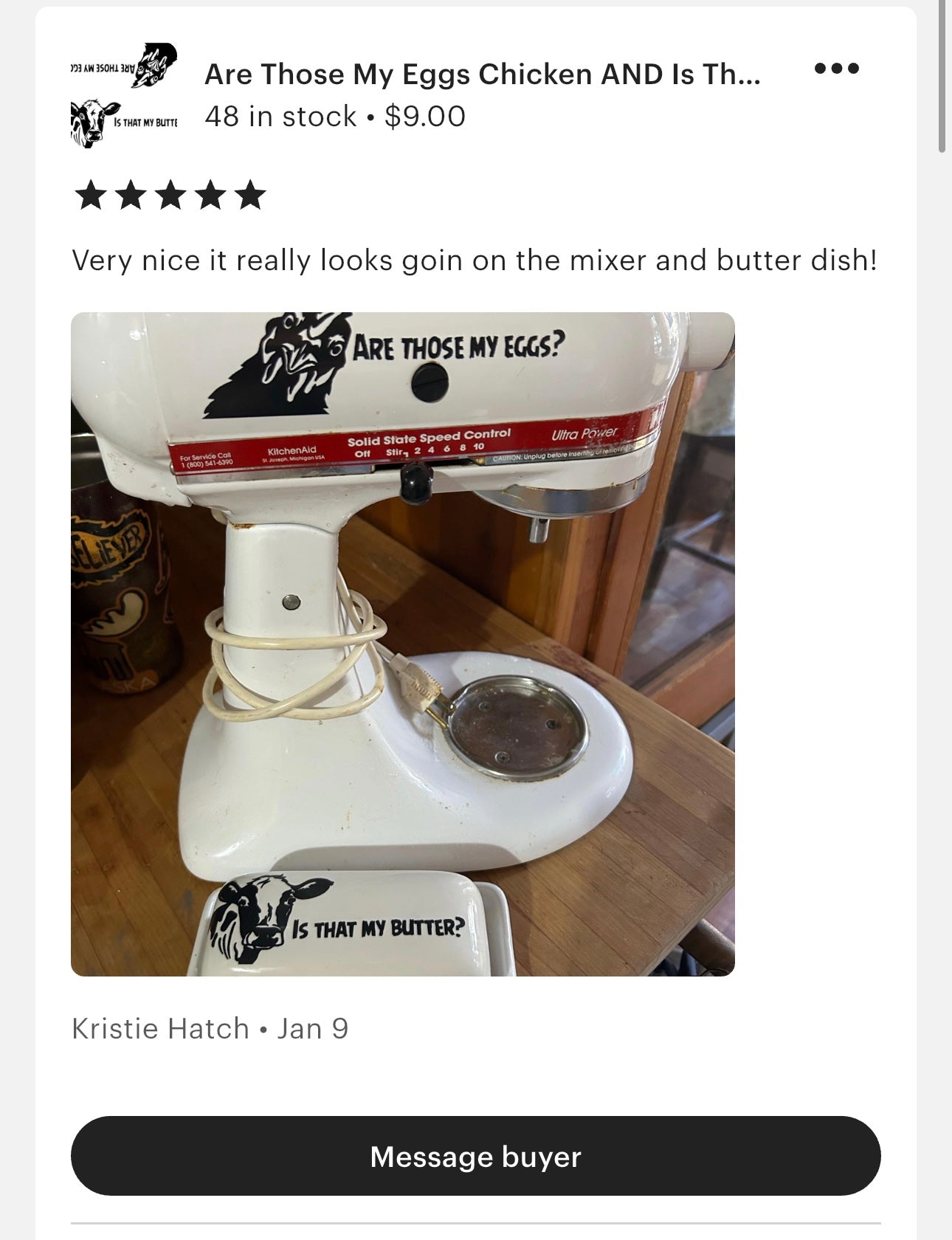 Kitchen aid decal chicken are those my eggs and cow is that my butter
